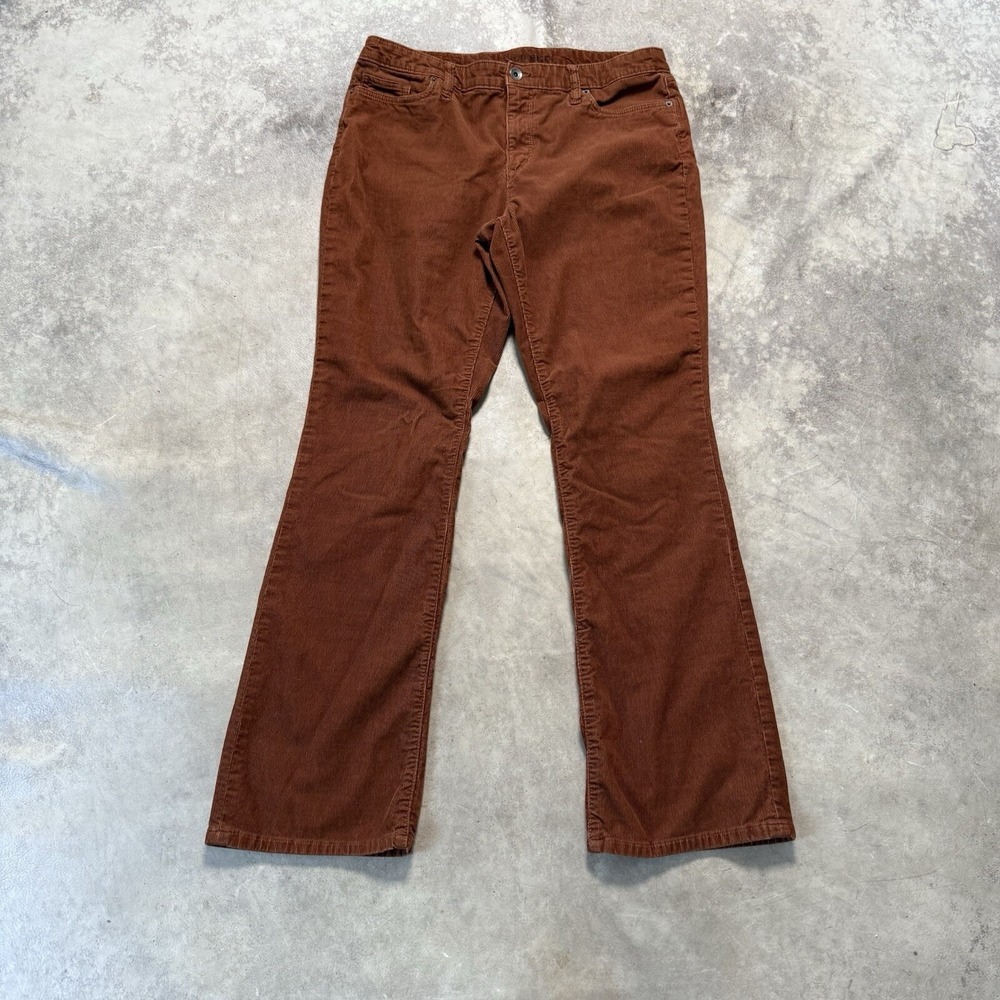 Lands' End Corduroy Pants Womens 12 Brown Mid Rise Bootcut Flare Casual